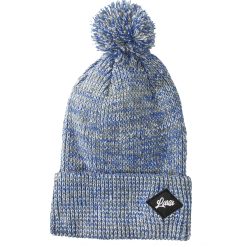 Gorro de lana jaspeado con dobles y pompon azul multi