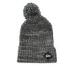 Gorro de lana jaspeado con dobles y pompon gris multi