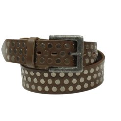 Cinturon con tachas marron cuero vacuno resistente