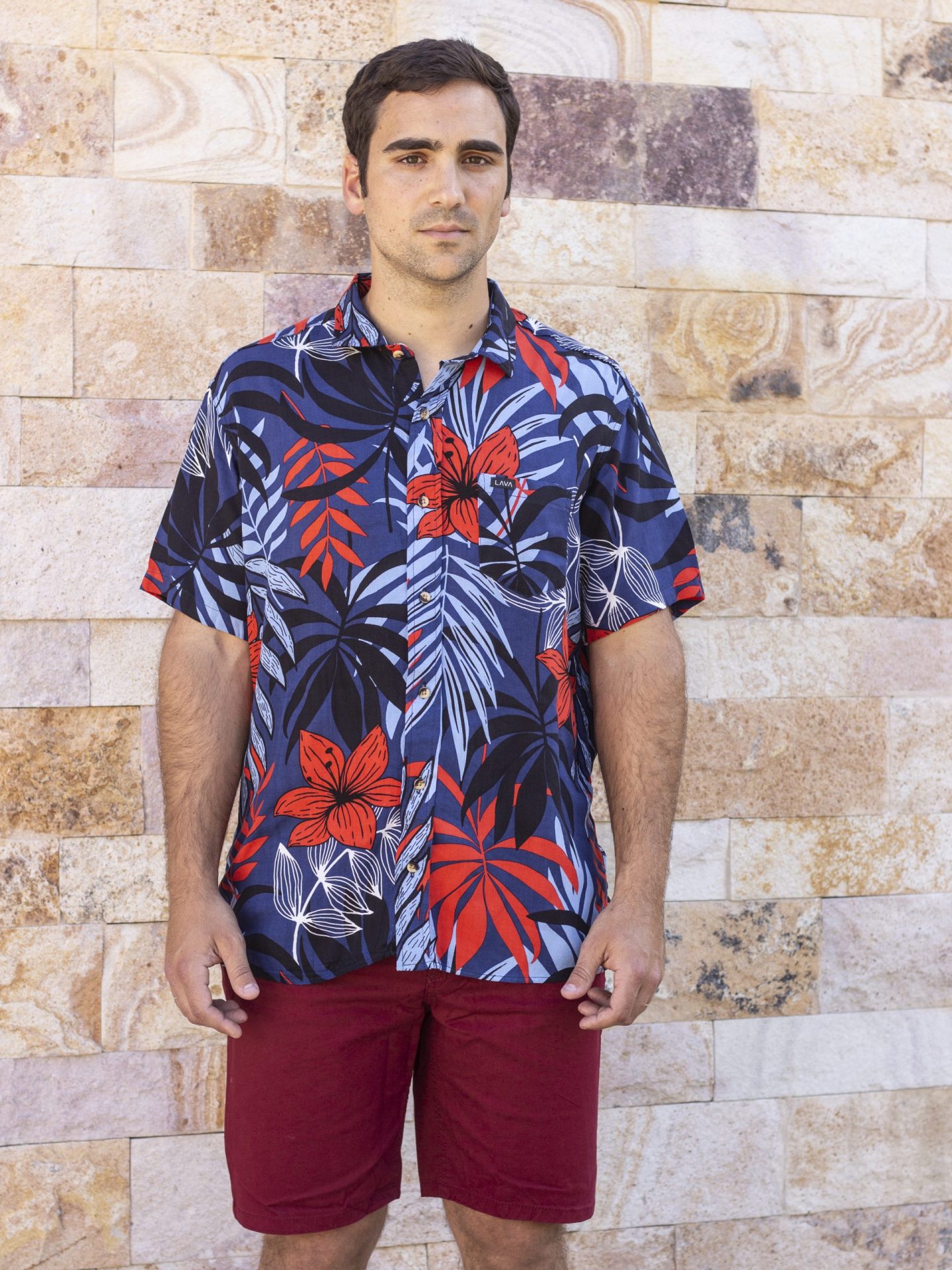 Camisa hawaiana amazonas azul - Imagen 2