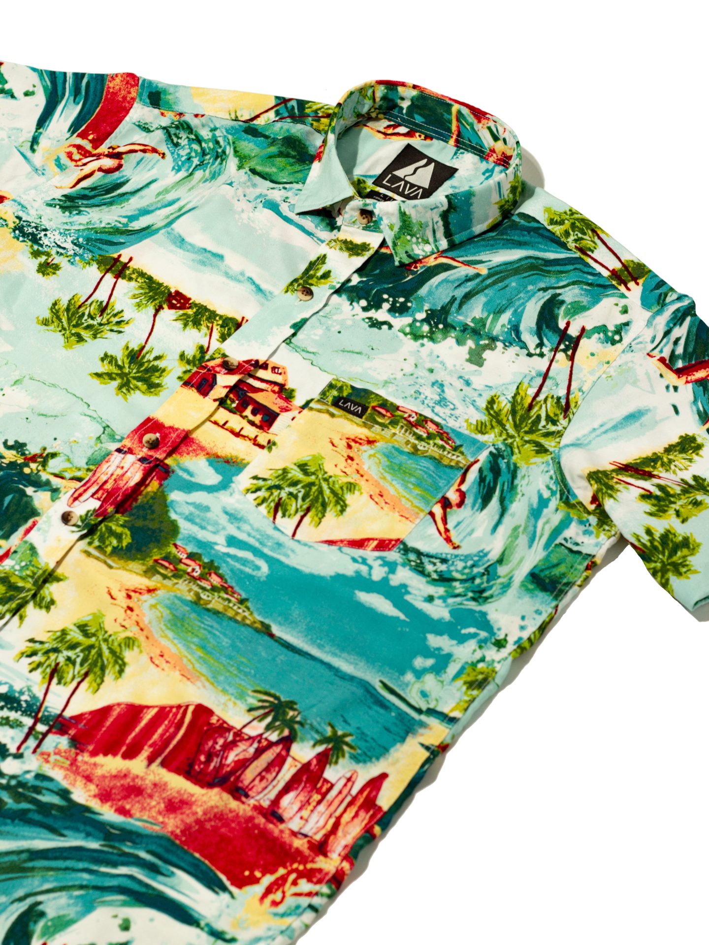 Camisa hawaiana playa verde - Imagen 8