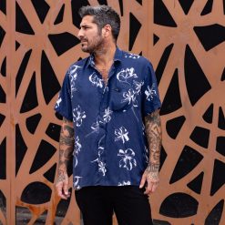 Alternative view of Camisa hawaiana pacifico azul