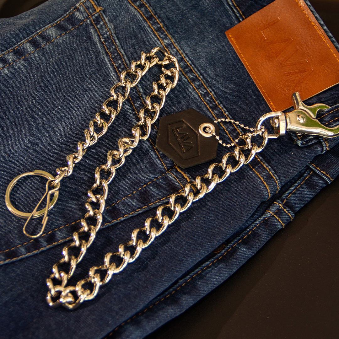 Cadena llavero billetera pantalon mosqueton pinza completo inverso