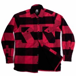 Camisaco con micropolar alpes oversize mujer negro y rojo