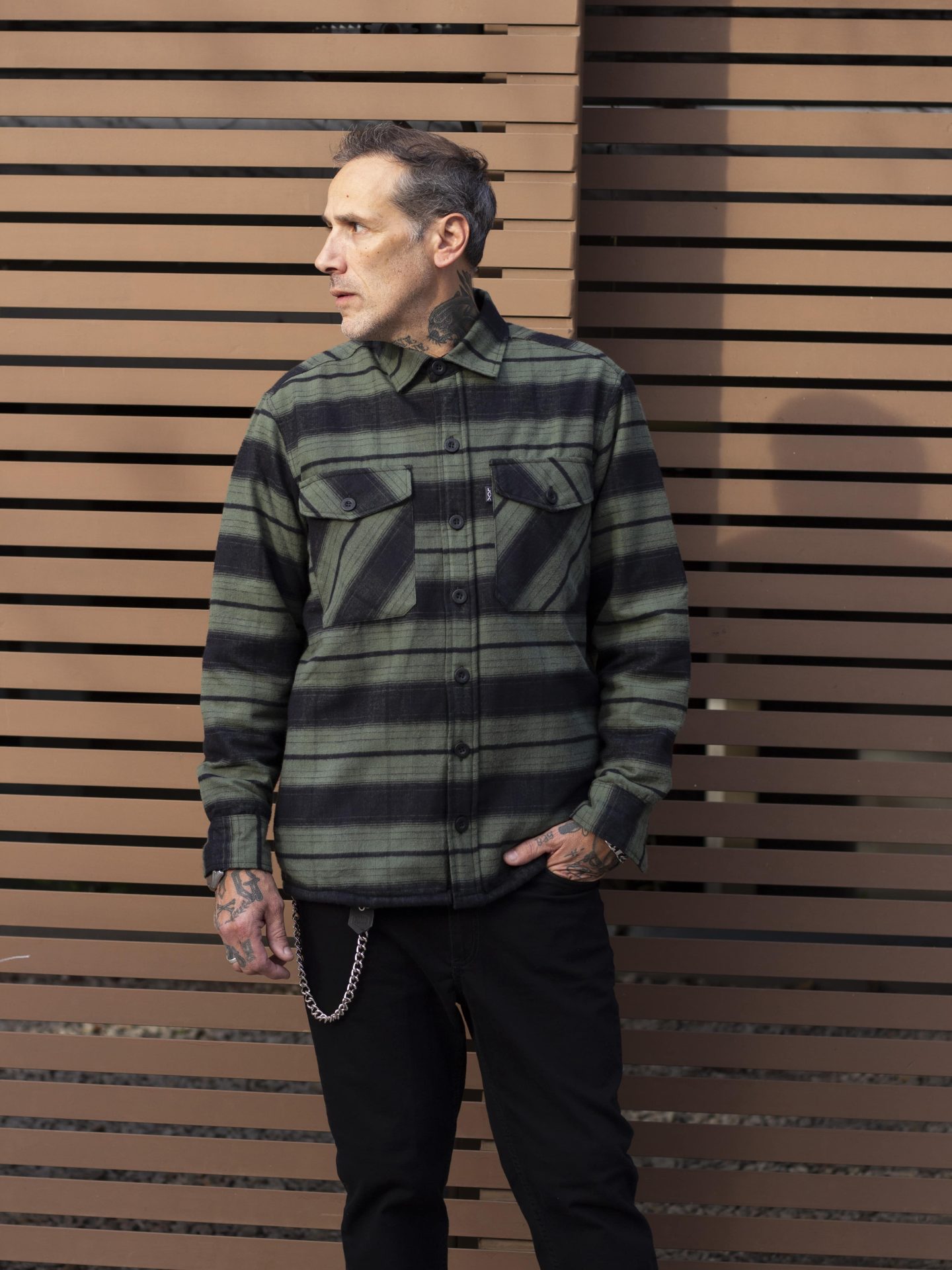 Camisaco con micropolar alpes negro y verde - Imagen 2