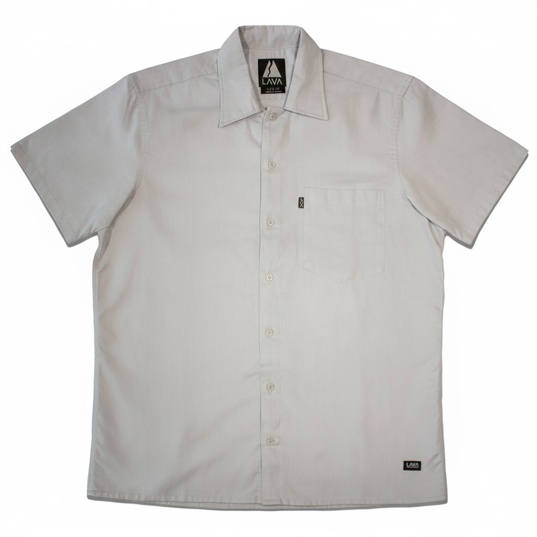 Camisa de trabajo oxford manga corta mujer hueso