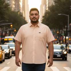 Alternative view of Camisa basica salmon
