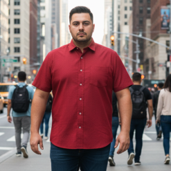 Alternative view of Camisa roja con puntos grises
