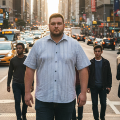 Alternative view of Camisa lines blue