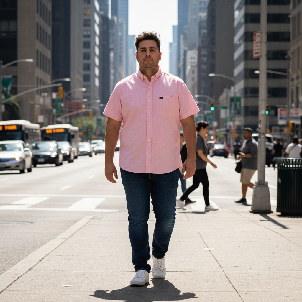 Camisa basica oxford rosa - Imagen 3