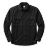 Camisa de gabardina work manga larga mujer negra