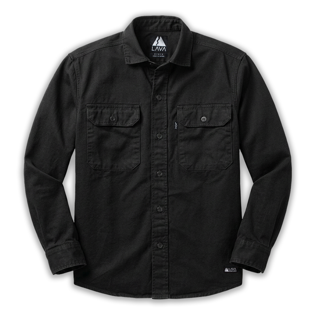 Camisa de gabardina work manga larga mujer negra