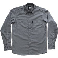 Camisa sarga manga larga mujer gris melange claro