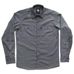 Camisa sarga manga larga gris melange claro