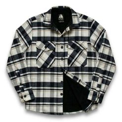 Camisaco con micropolar alpes blanco y negro lineas camel