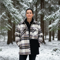 Alternative view of Camisaco con micropolar alpes oversize mujer blanco y gris lineas