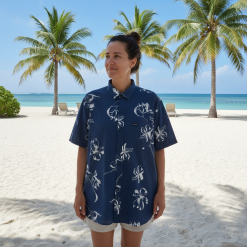 Alternative view of Camisa hawaiana mujer pacifico azul