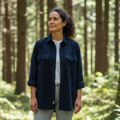 Alternative view of Camisa de gabardina work manga larga mujer azul oscuro